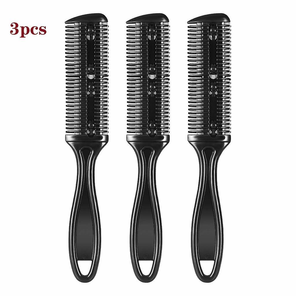 Hrhmv Hair Clipper Comb, Double Side Hair Cutting Trimmer Comb with Stainless Steel Blade, Pack of 3 (Black)