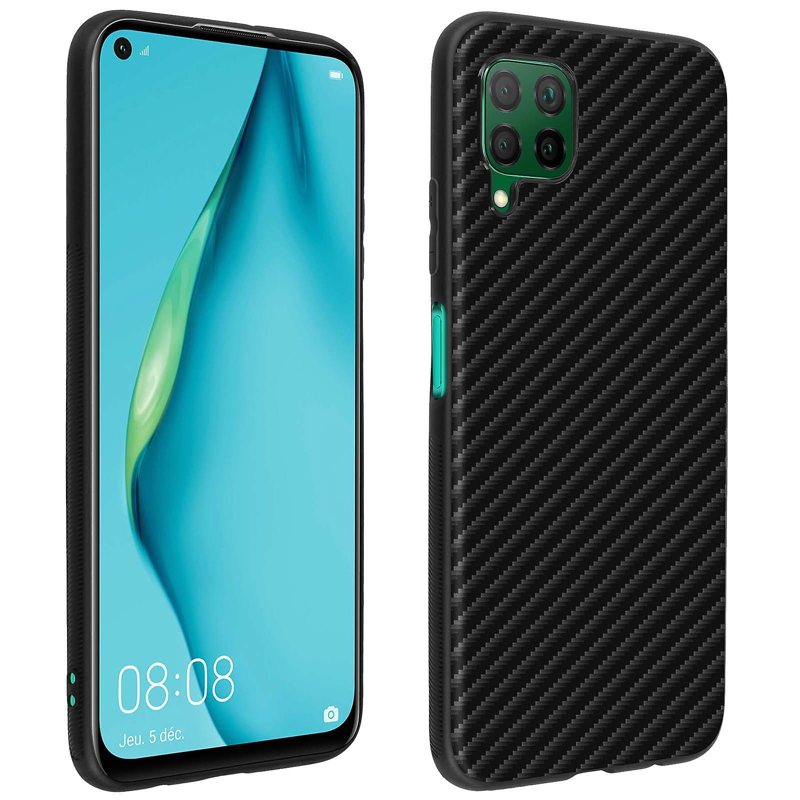 Avizar Huawei P40 Lite Flexible Silicone Case with Shiny Carbon Effect - black