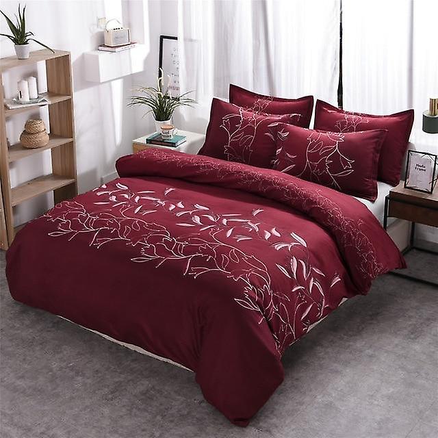 Slowmoose Simple Luxury Plain Jacquard Floral Printed Bed Linen Duvet Cover Set Twin 140x210 2pcs / 6