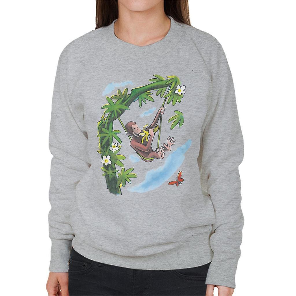 Curious George Vine Hammock And Banana Women's Sweatshirt Heather Grey Medium