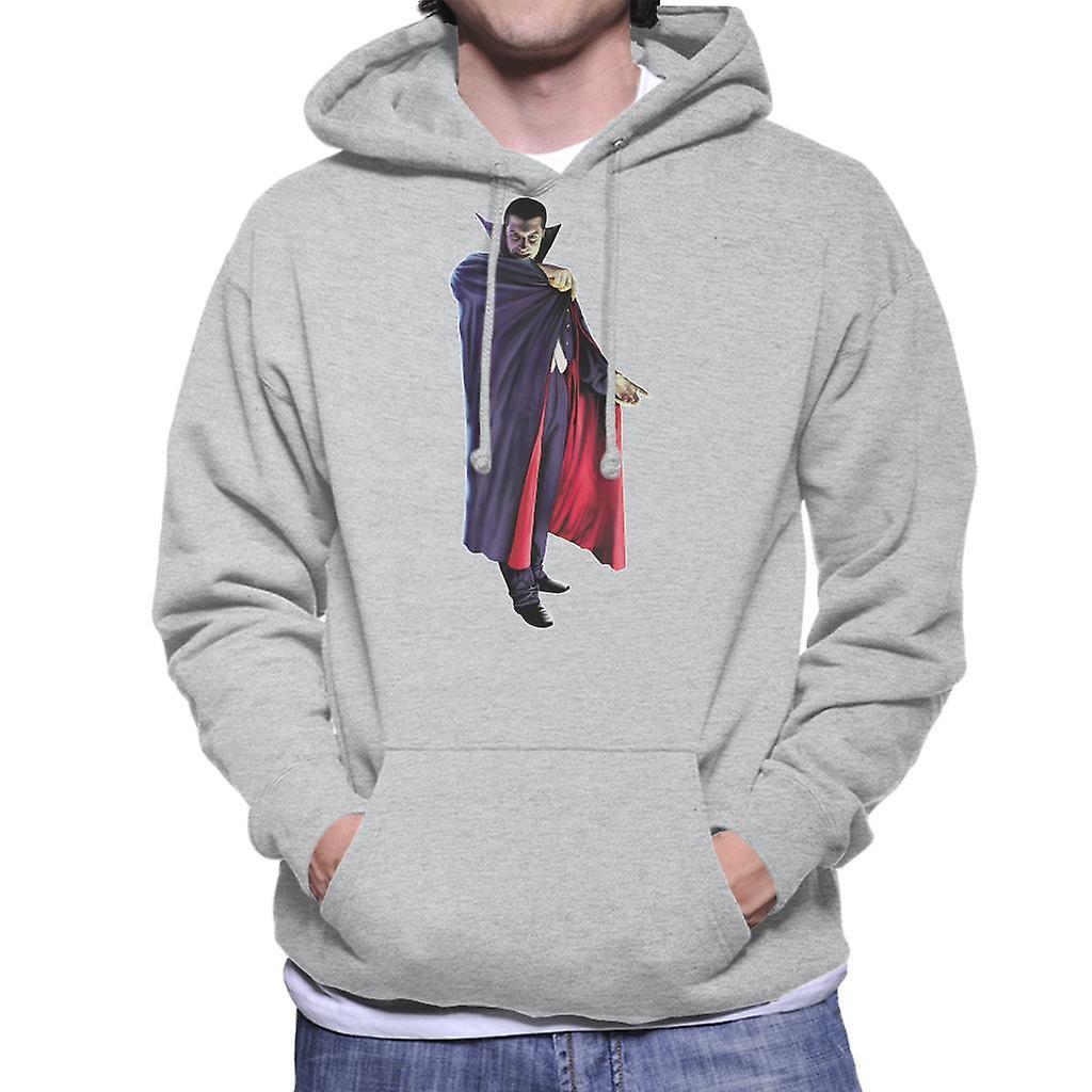 Dracula Cape Pose Men's Hooded Sweatshirt Heather Grey Medium