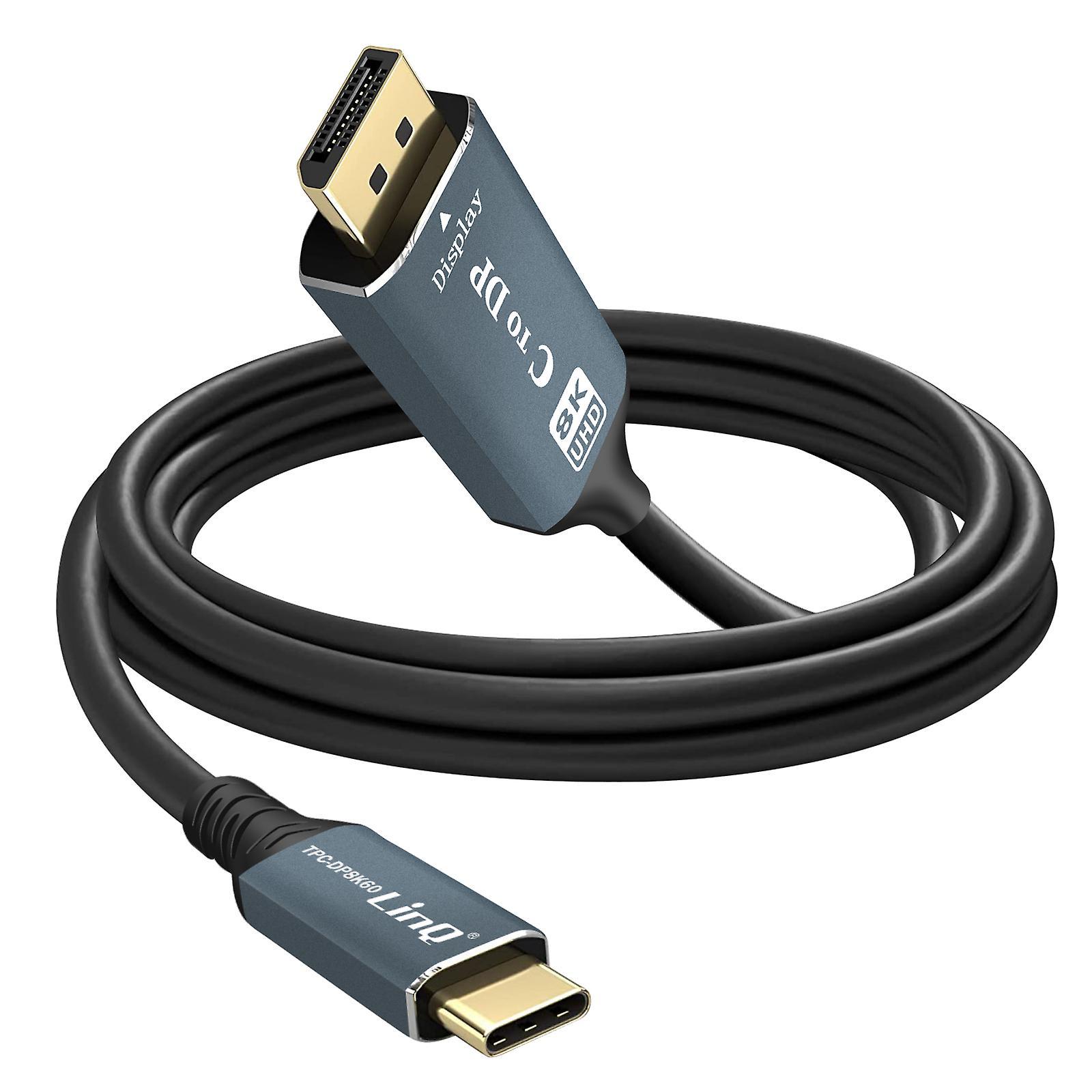 Video Cable 8K Male USB-C to DisplayPort High Resolution 1.8m LinQ Black