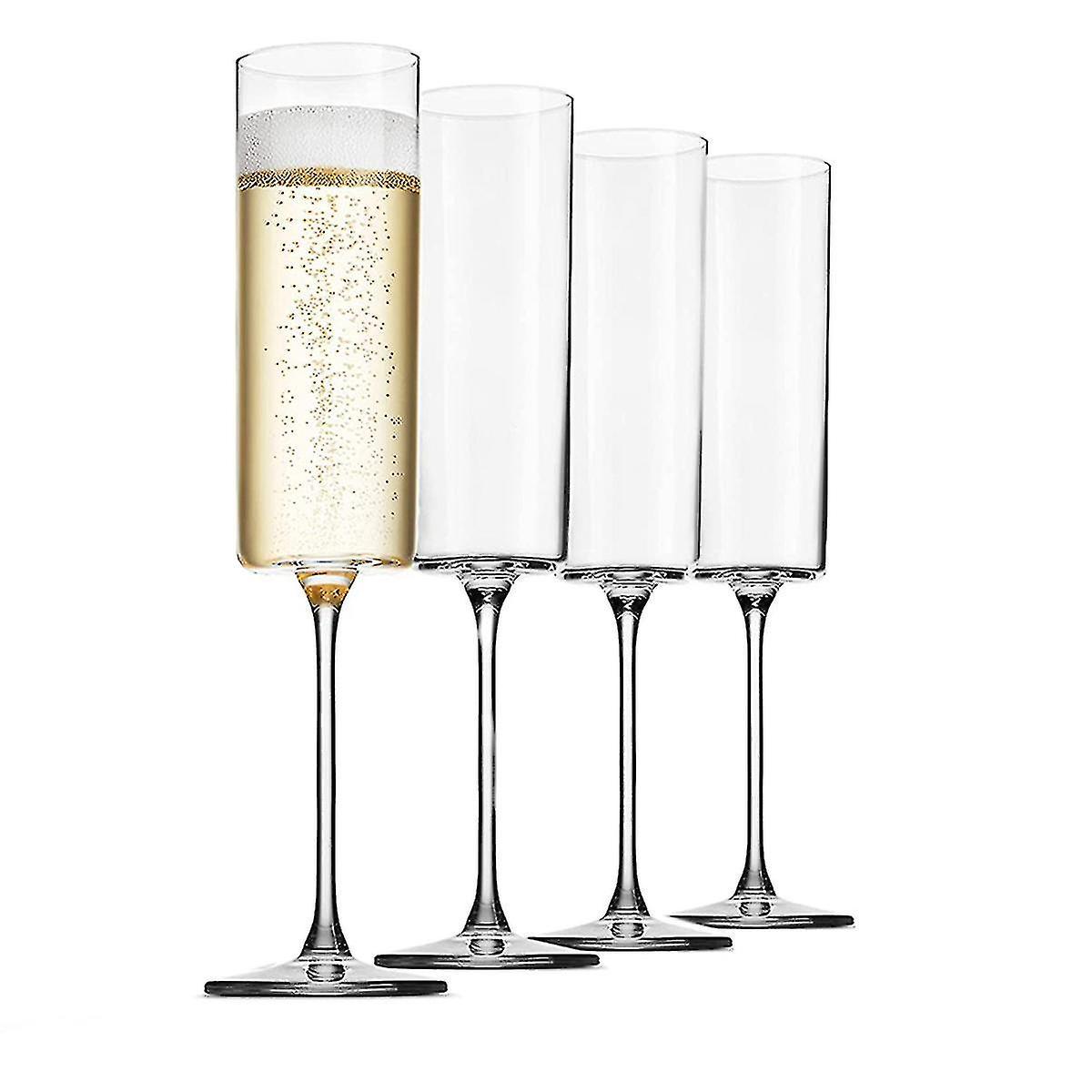 Xmaid Glass Champagne 4 Pack 6-ounce Champagne Glasses 4pc Set, Premium Square Edge Blown Glass Wine Glass The Best