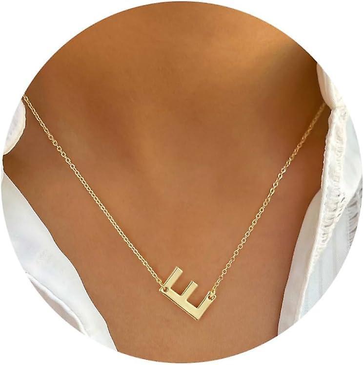 Maromalife Gold Initial Necklaces For Women - 14k Gold Plated Big Letter Pendant Necklaces For Women Trendy Jewelry Gifts E