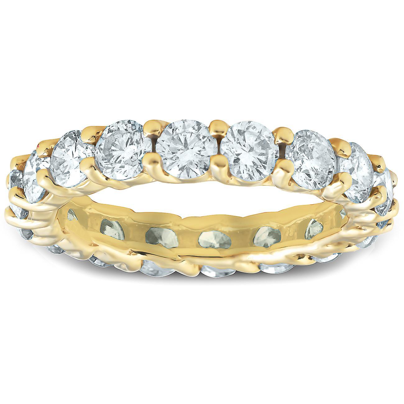 Pompeii3 3Ct Diamond U Prong Eternity Ring Wedding Anniversary Band 14k Yellow Gold 7.5