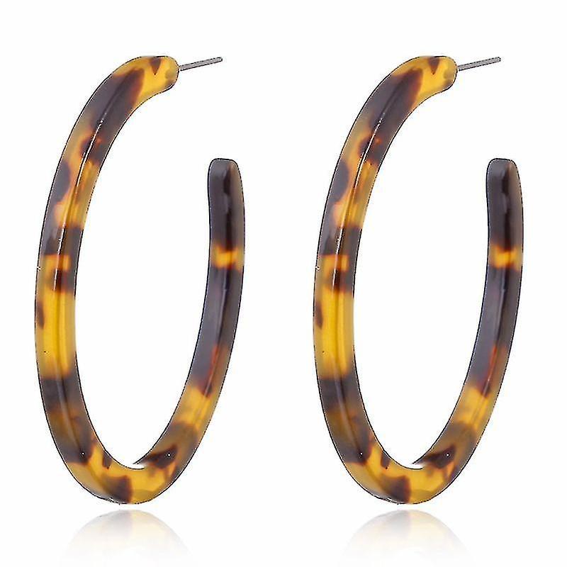 Subaoe Acrylic Marbled Earring Leopard Round Hoop Earrings Women Tortoise Shell Jewelry Jsir