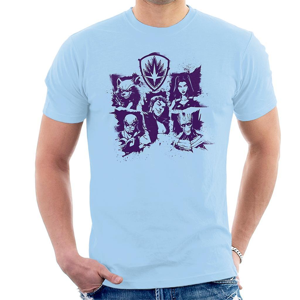 Marvel Guardians Of The Galaxy Smiles Paint Men's T-Shirt Sky Blue X-Large