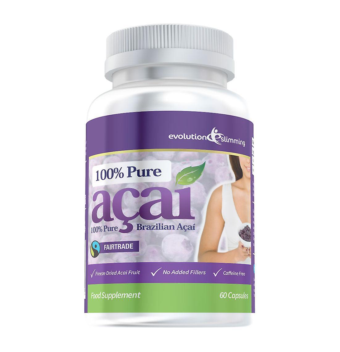 100% Pure Acai Berry 700mg with No Fillers or Bulking Agents - 60 Capsules - Acai Berry - Evolution Slimming