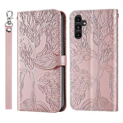 Mycase For Samsung Galaxy A25 5g Life Tree Embossing Pattern Leather Phone Case Rose Gold