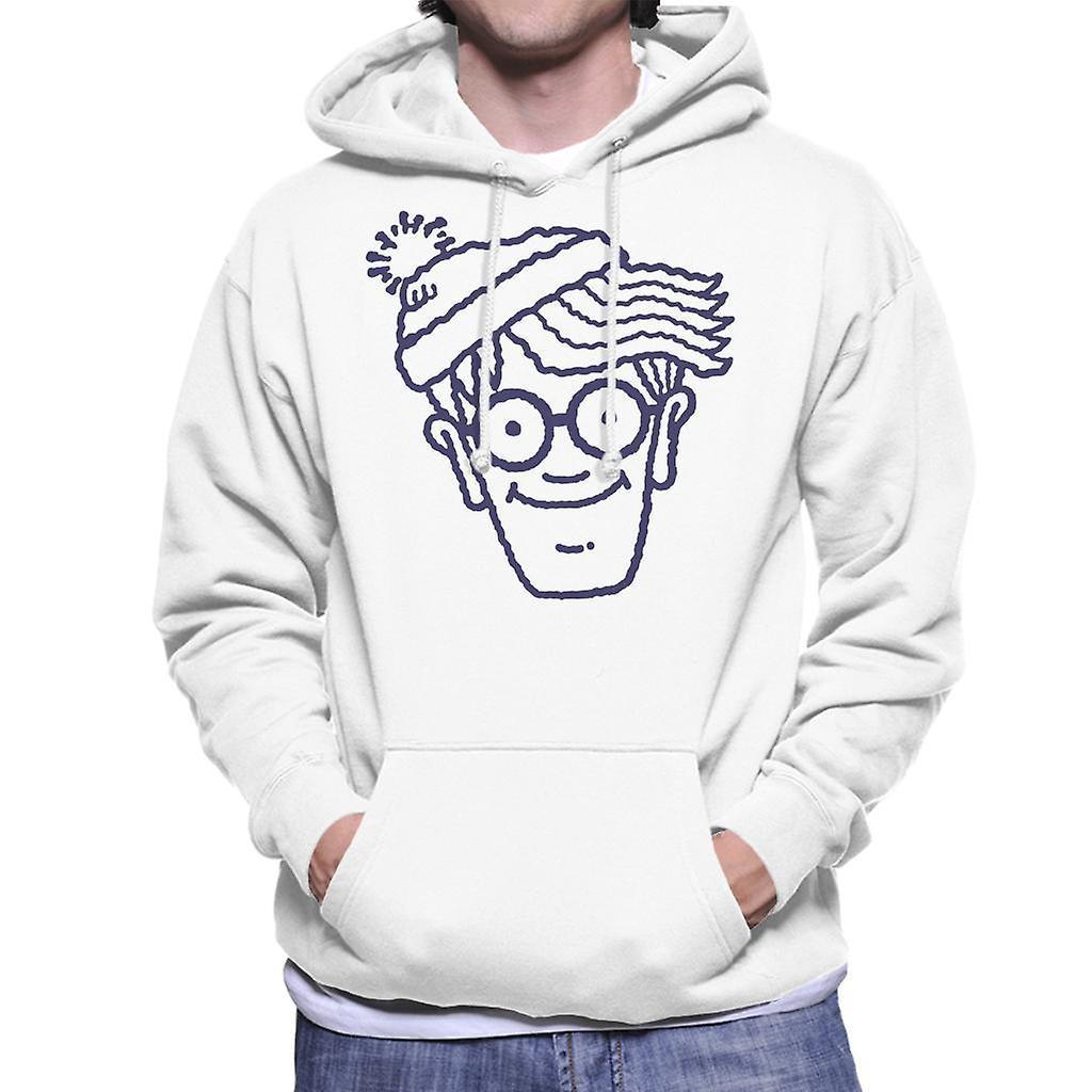 Wheres Wally Where's Wally Blue Outline Men's Hooded Sweatshirt White X-Large