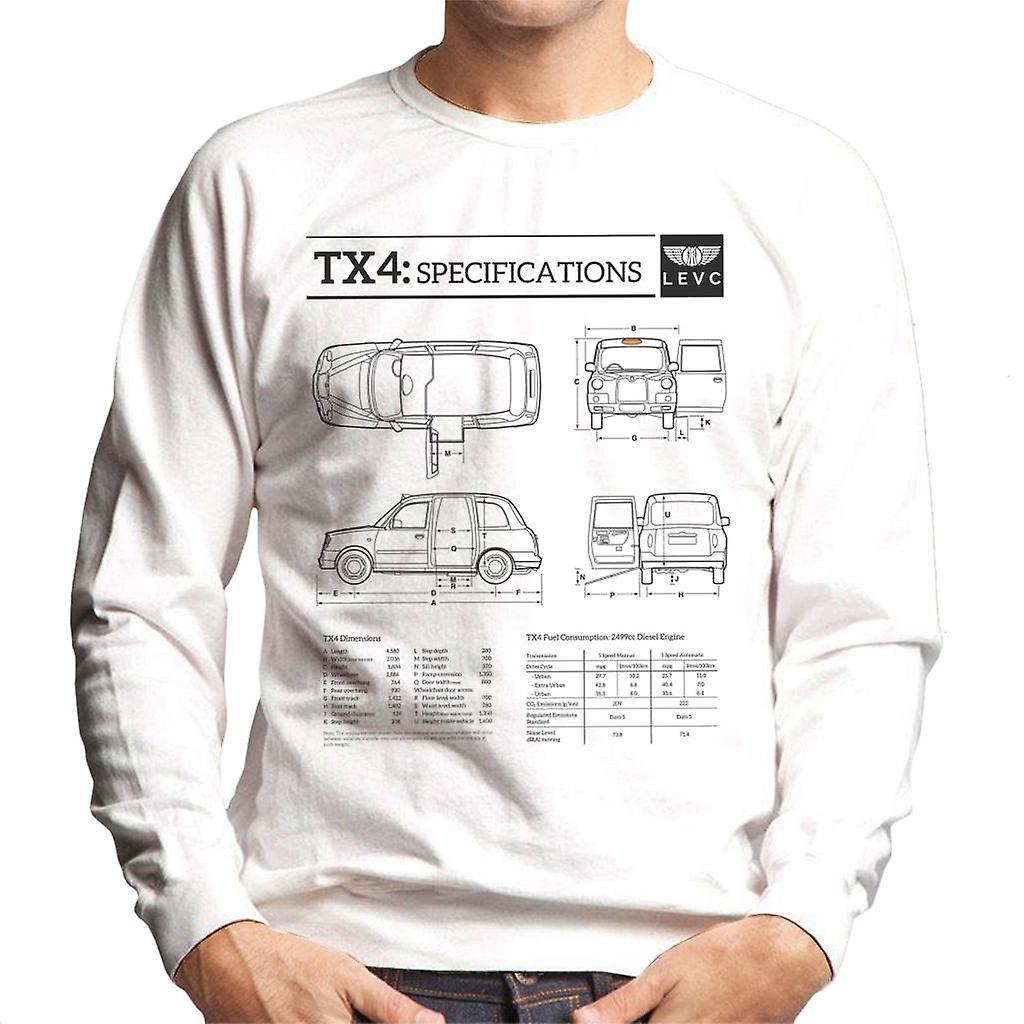 London Taxi Company TX4 Specifications Blueprint Men's Sweatshirt White Small