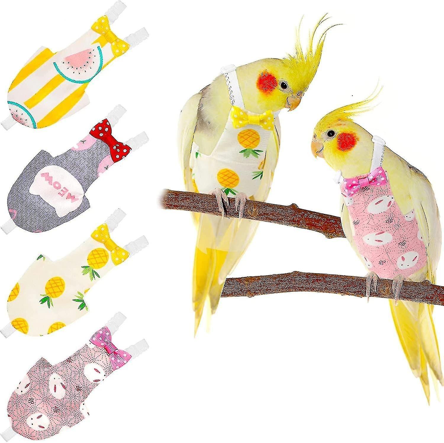 Guangzhou Yunlong Trading Co., 4 Pieces Bird Diapers, Flight Suite Liners, Washable Reusable Protective Parrot Nappy Clothes With W