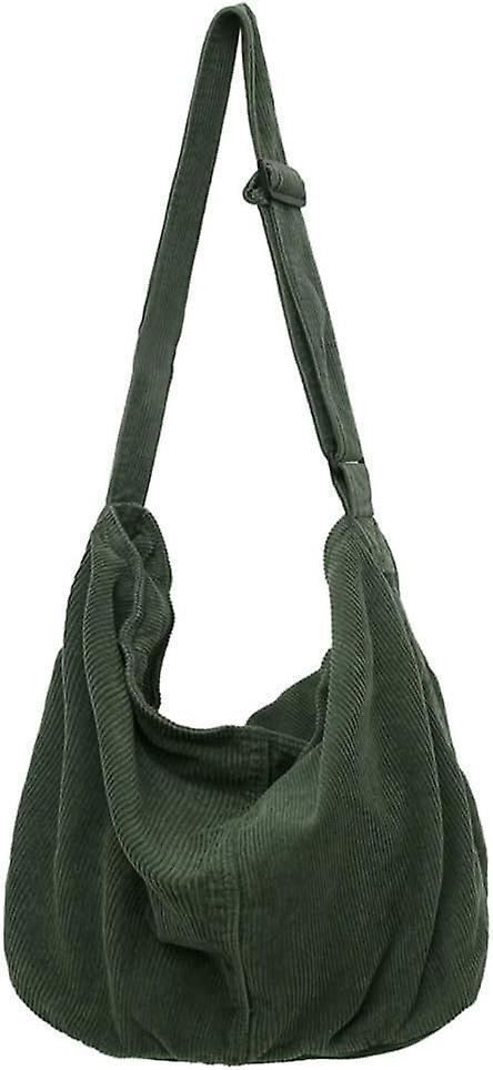 Maromalife Women Men Corduroy Tote Bag Large Corduroy Shoulder Bag Clutch Casual Tote Purse Soft Corduroy Crossbody Hobo Bag Handbags Green