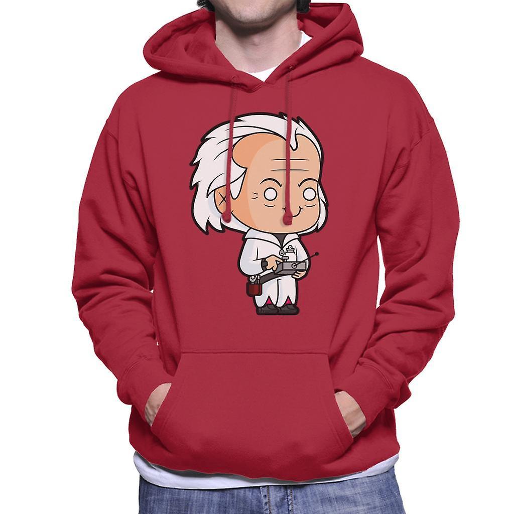 Back to the Future Dr Emmett Brown Kawaii Men's Hooded Sweatshirt Cherry Red Large