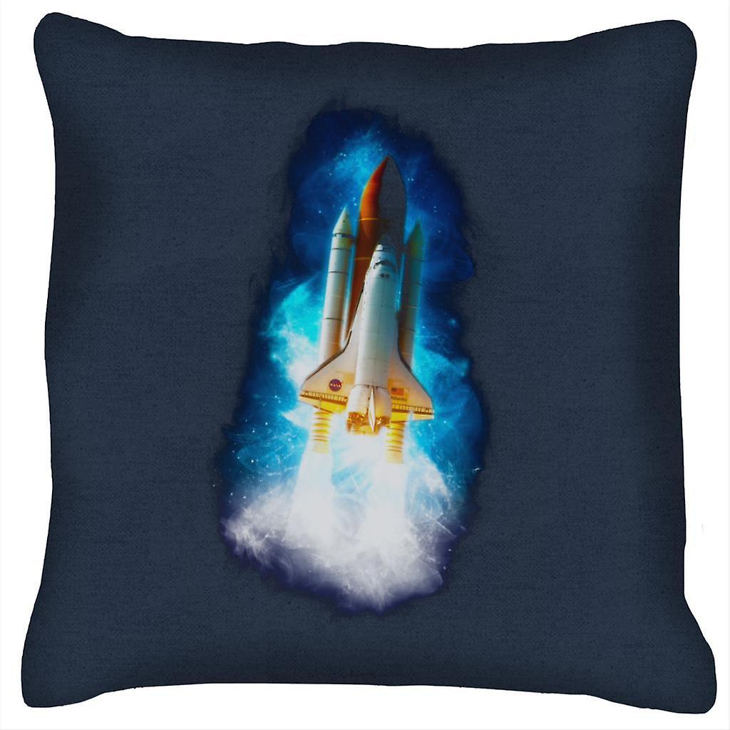 NASA Atlantis Launch Stellar Effect Cushion Navy Blue 40 x 40cm