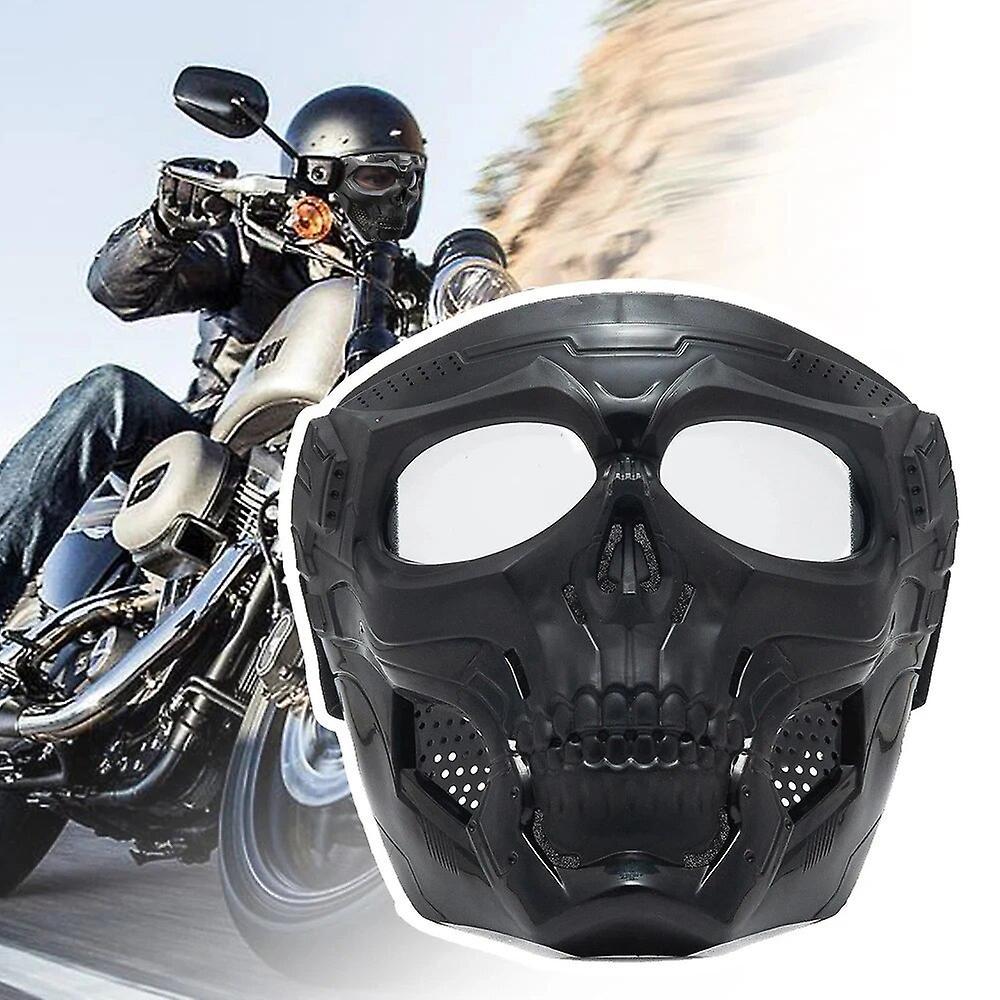 Melu Motorcycle Skull Mask Bicycle Riding Windproof Full Face Skeleton Protective Mask Colored Goggle Tactical Cycling Bike A