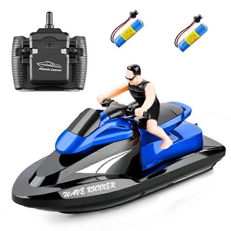 Toys RC Boat - Remote Control Motor Boat for Pools and Lakes, 2.4Ghz RC Boats for Adults and Kids with Rechargeable Battery, 20 km/h BLUE 2 BATTERIES