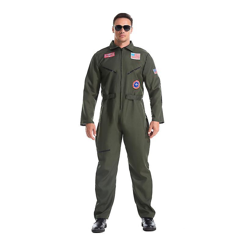 Mmcici Men's Flight Suit Costume Military Fighter Pilot Jumpsuit Halloween Costume M