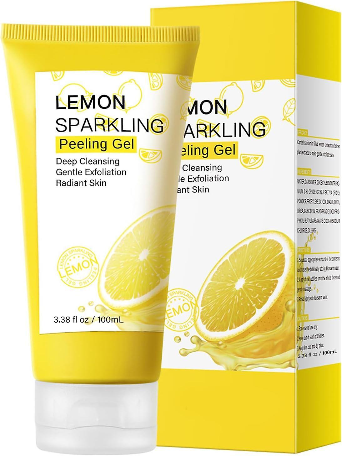 Lelinker Lemon Sparkling Peeling Gel,Lemon Exfoliating Gel,Natural Face Scrub Exfoliator for Blackhead,Dead Skin Remover for Face 1 Pcs