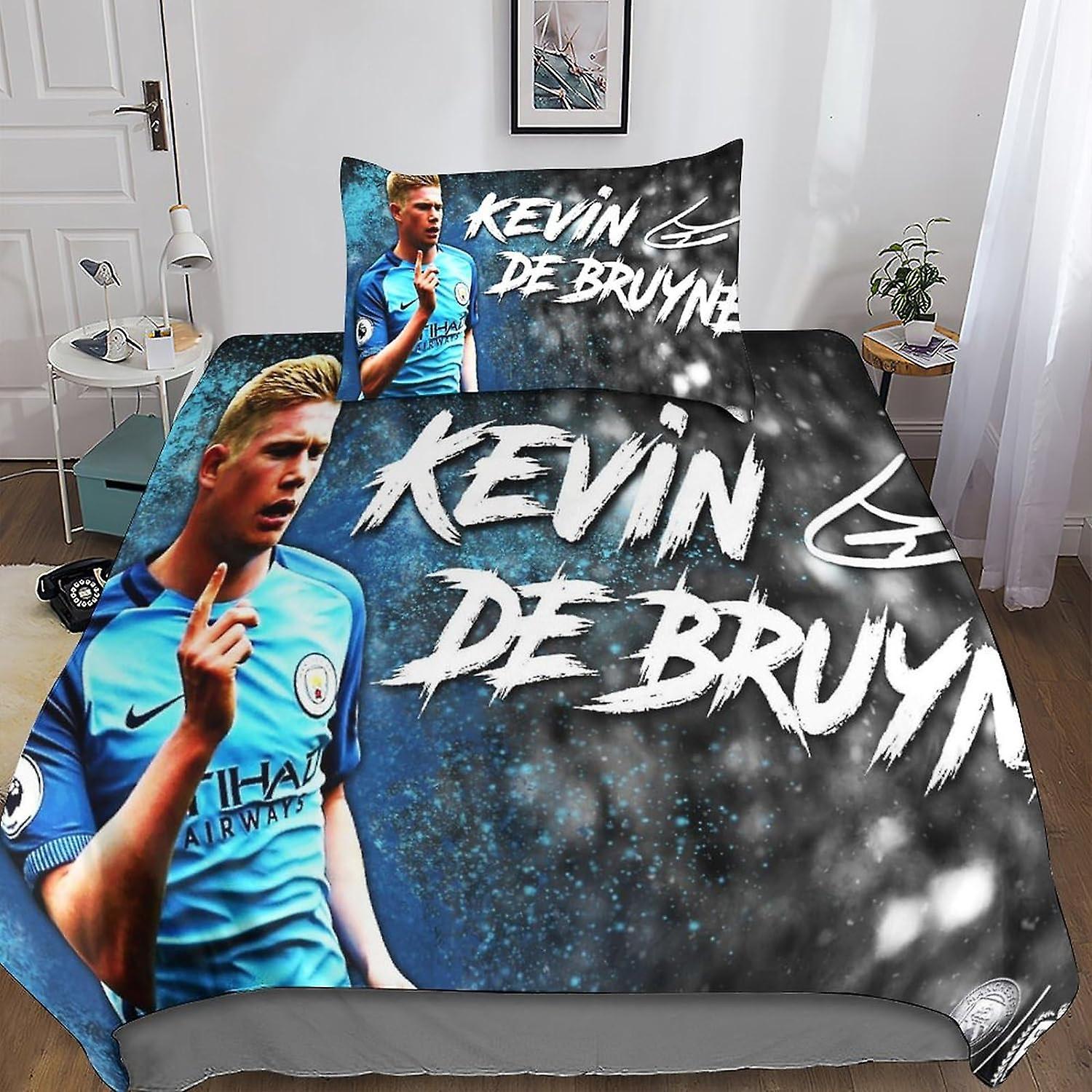 Kerota Kevin De Bruyne Bedding Set 3D Duvet Cover, Printed 2 Pieces, Microfiber Bedding with Zipper Closure Pillowcases for Single or Double Bed Si...