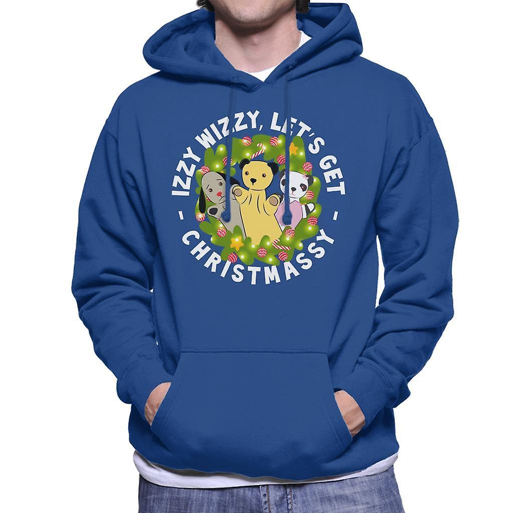 Sooty Christmas Illuminated Wreath Men's Hooded Sweatshirt Royal Blue Medium