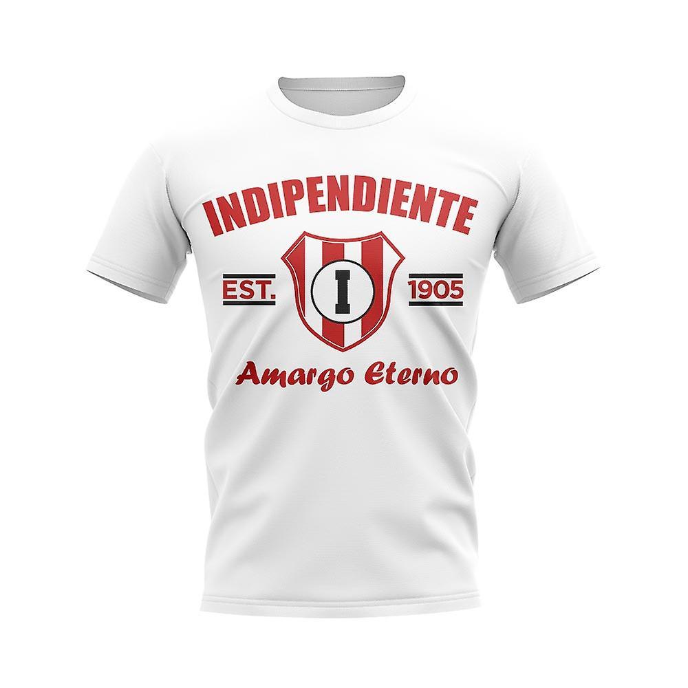 UKSoccerShop Independiente Established Football T-Shirt (White) MB (7-8 Years)