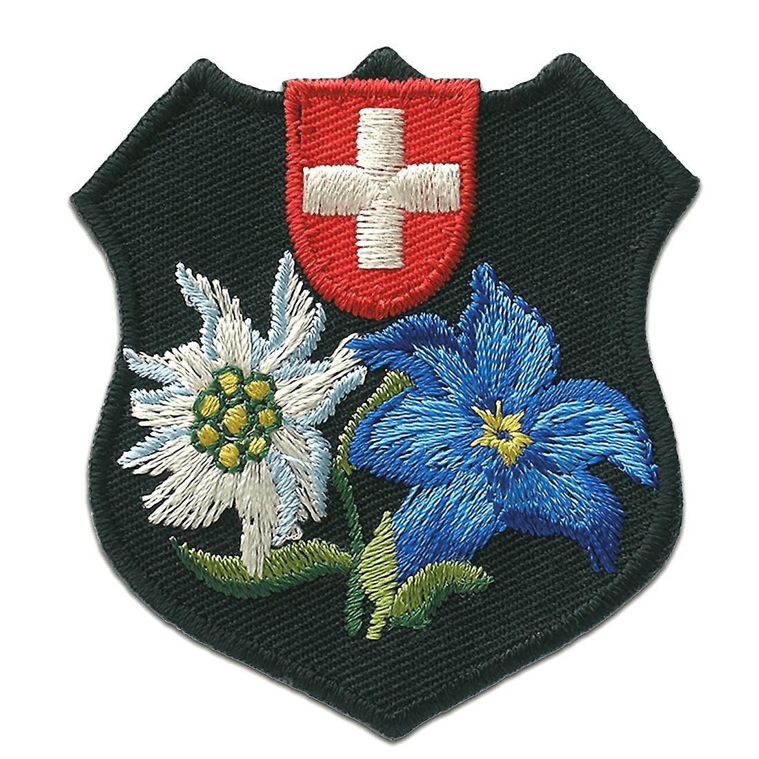 Catch the Patch Patch / iron-on patch - Swiss Coat of Arms Flower – black – 5.2x5.5cm - patch