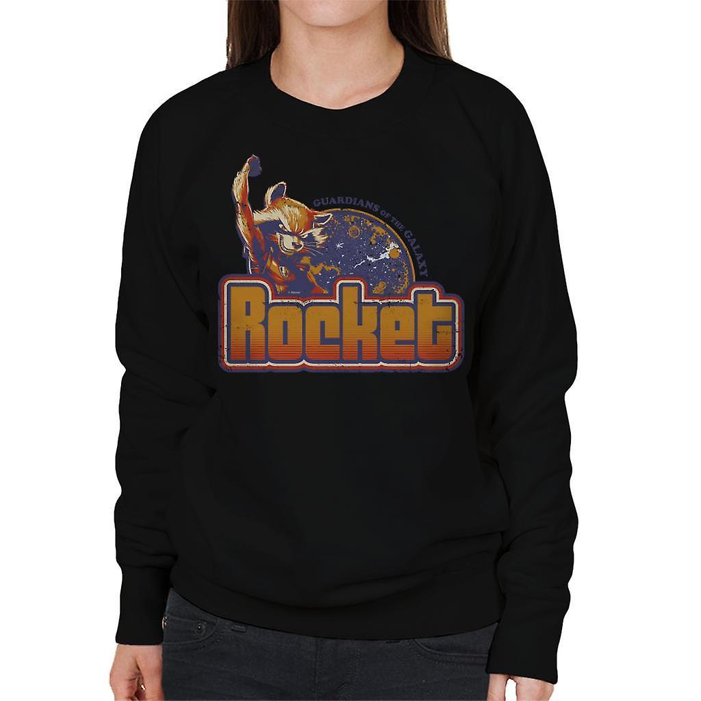 Marvel Guardians Of The Galaxy Retro Rocket Raccoon Women's Sweatshirt Black Large