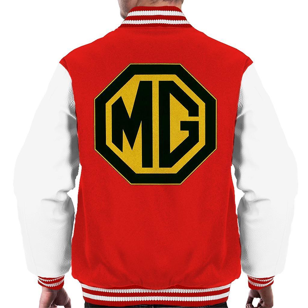 MG Black And Gold Logo British Motor Heritage Men's Varsity Jacket Red/White Medium