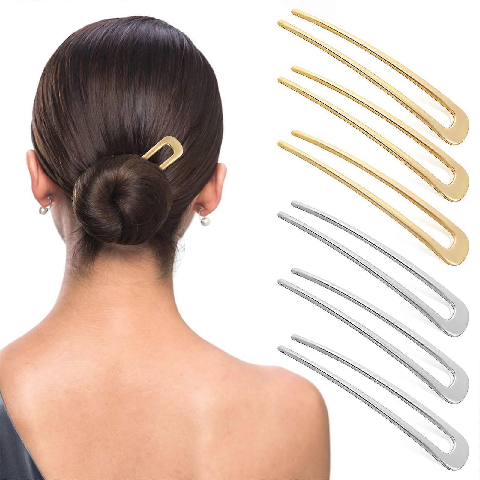 Changsha Liuzhou Electronic Commerce 6 Pcs Metal Hair Pin, U Shape Vintage Hair Pin for Longer Thicker Hair, Metal Fork Updo Metal Hairpins, 2 Colo...