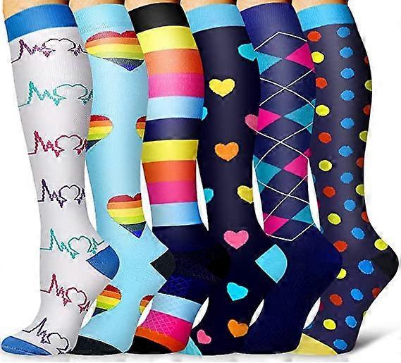 Heyone 6 Pack Copper Compression Socks for Women and Men Circulation-Best Support for Medical, Running,Nursing,Athletic