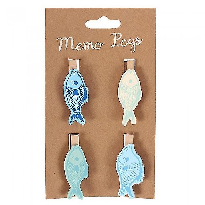 Something Different Fish Memo Pegs Pack of 4 Multicolour One Size