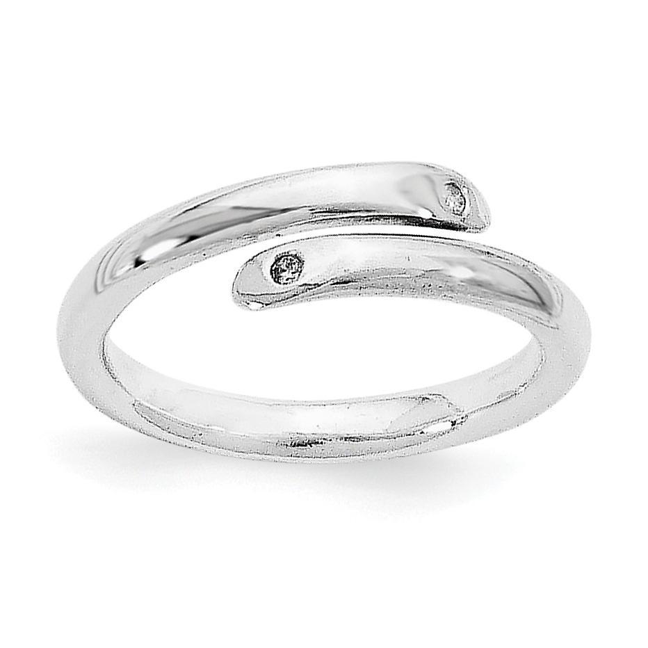 925 Sterling Silver Polished White Ice .02ct. Diamond Ring Measures 5mm Wide Jewelry Gifts for Women - Ring Size: 6 to 8