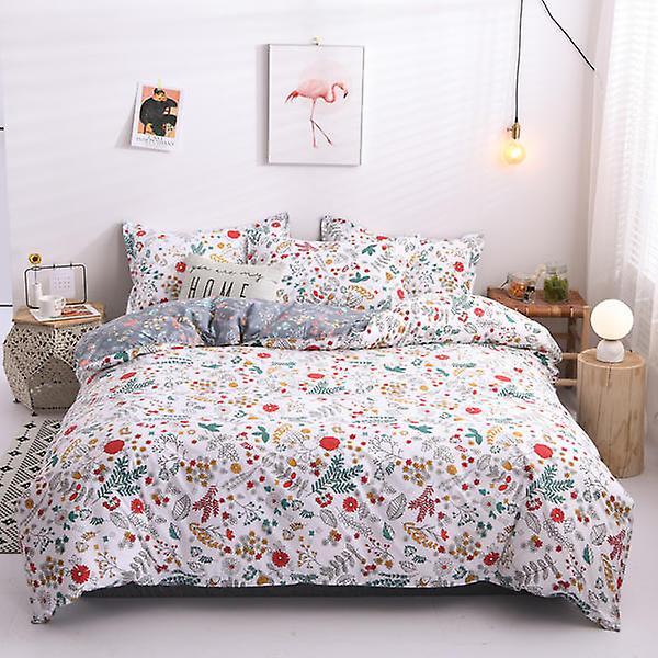 Slowmoose Pastoral Style Nature Plant Flower Print Bedding Sheet HS-YDY Queen 4pcs / Flat Bed Sheet