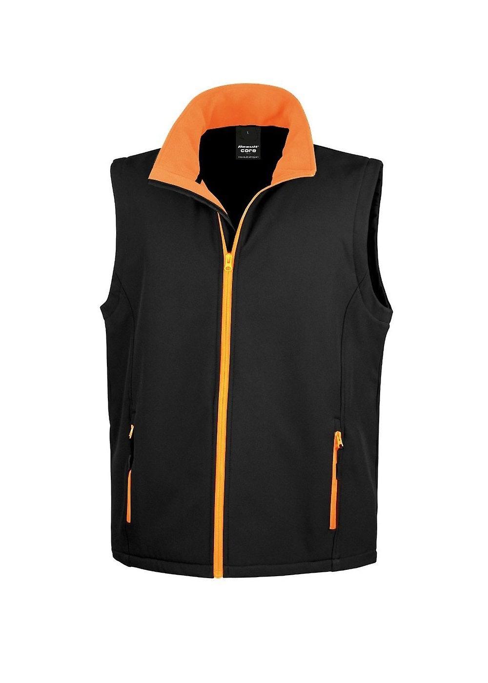 Men's Result Core Printable Softshell Bodywarmer R232M Black / Orange 4xl