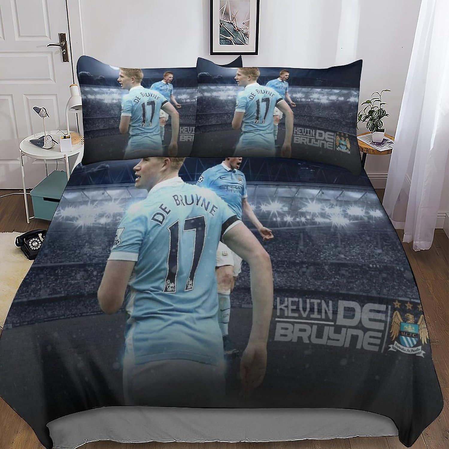 Kerota Kevin De Bruyne Bedding Set Duvet Cover & Pillowcases 3D Microfiber with Zipper Closure 3 Pcs Pillowcases Suitable for Boys and Girls Double...