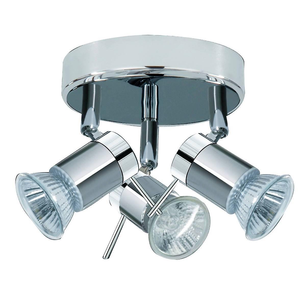 Searchlight Lighting Aries 3 Light Adjustable Bathroom Ceiling Spotlight Satin Silver, Chrome IP44, GU10