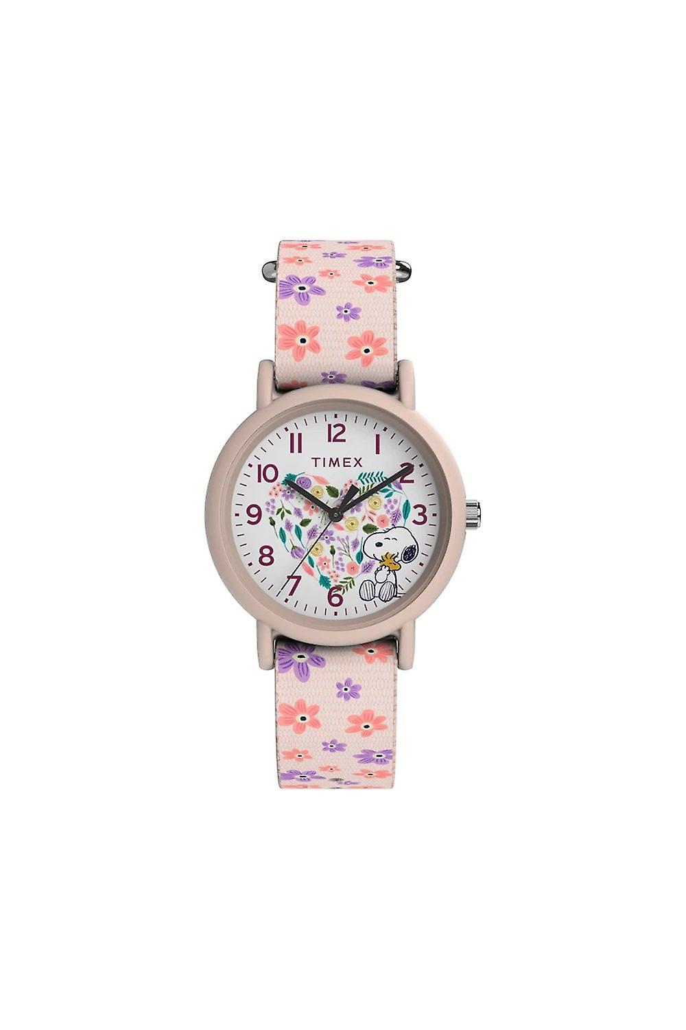 Adults Timex X Peanuts Floral Fabric Strap Watch TW2W3340033400