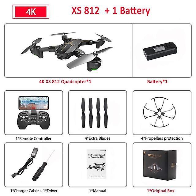 Slowmoose Xs812 With Gps, 5g, Wifi Fpv With 4k Hd Camera Rc Drone Quadcopter 1Battery Color box