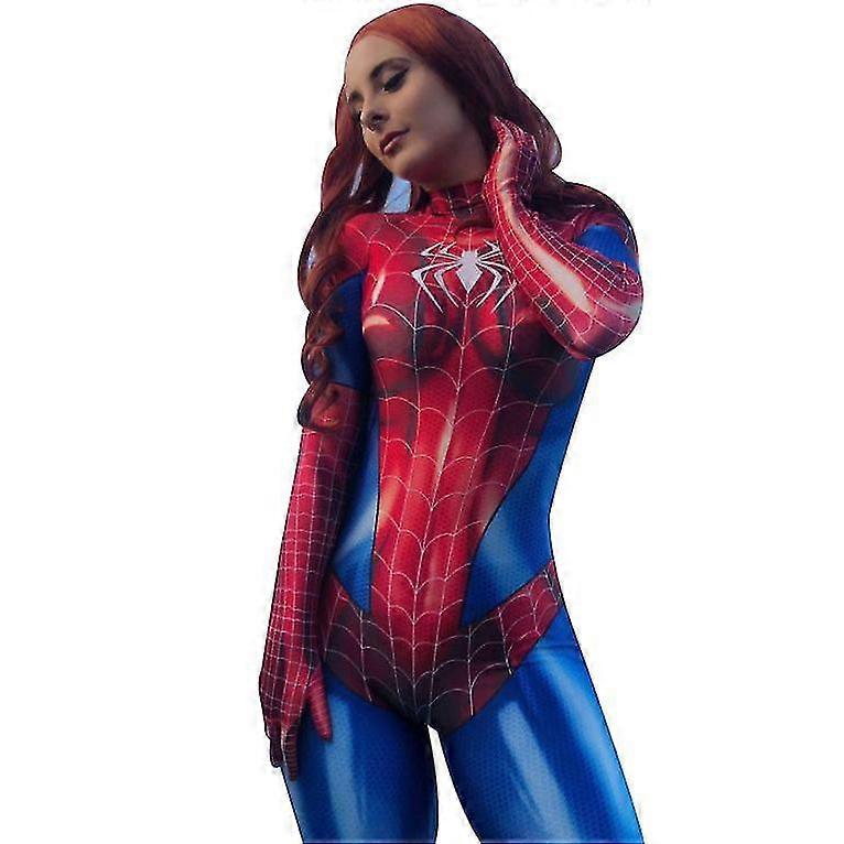 Waidfu Women's Spiderlady Cosplay Costume, Easter Halloween Catsuit Bodysuit Red L