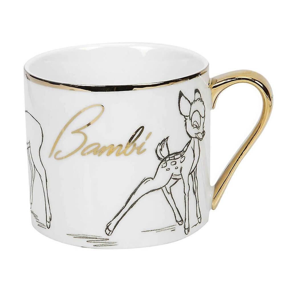 Disney Bambi Collectible Mug Classic White Mug Features A Gold Electroplated