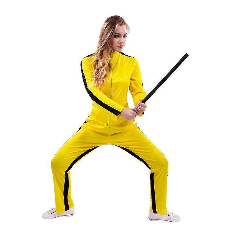 Halloween Christmas Costumes Adults One Piece Jumpsuit Costume Yellow Kungfu Uniforms Halloween Costume WOMEN M