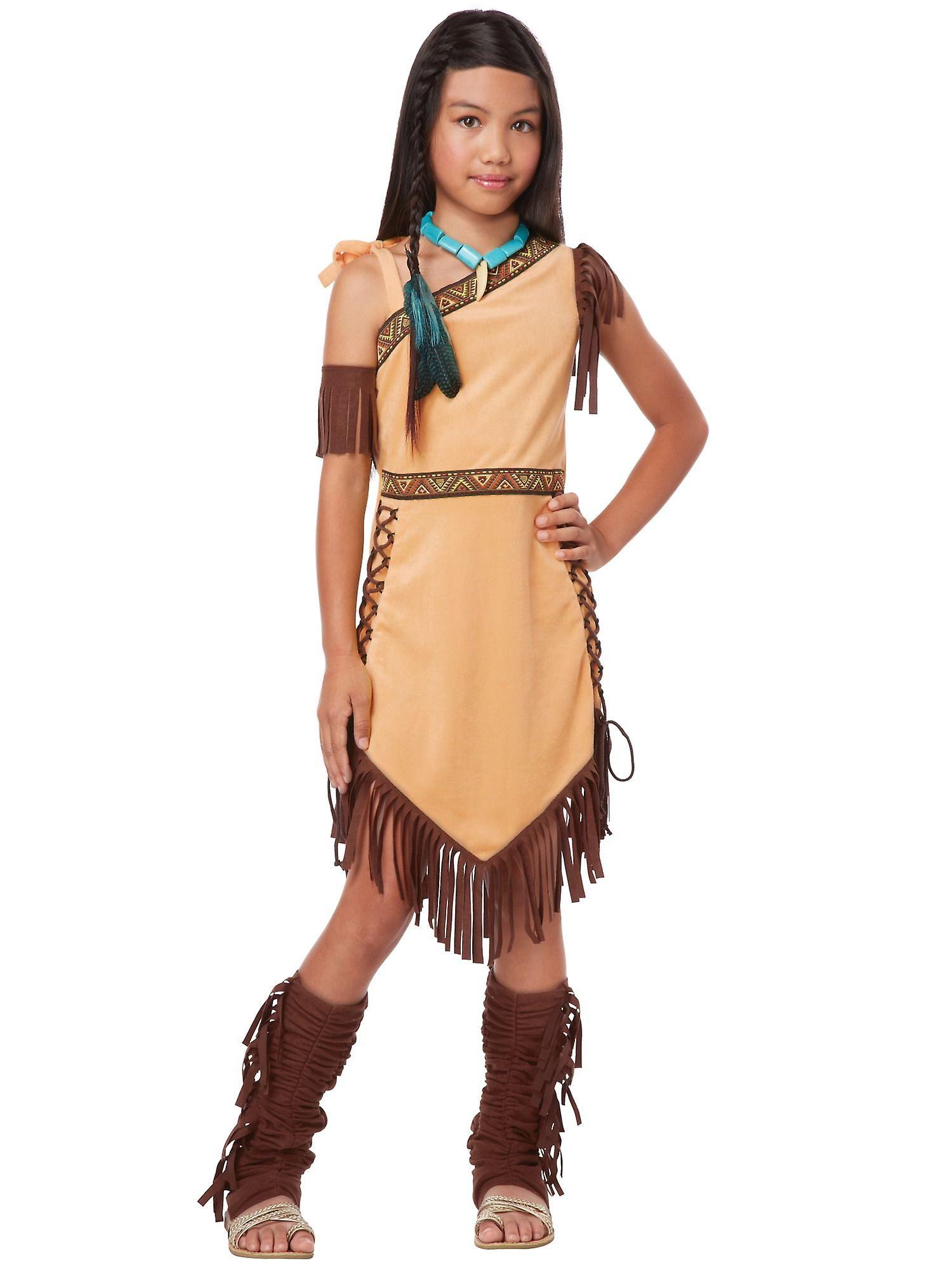 California Costume Collections Native American Princess Indian Pocahontas Western Book Week Girls Costume Brown Small (6-8)