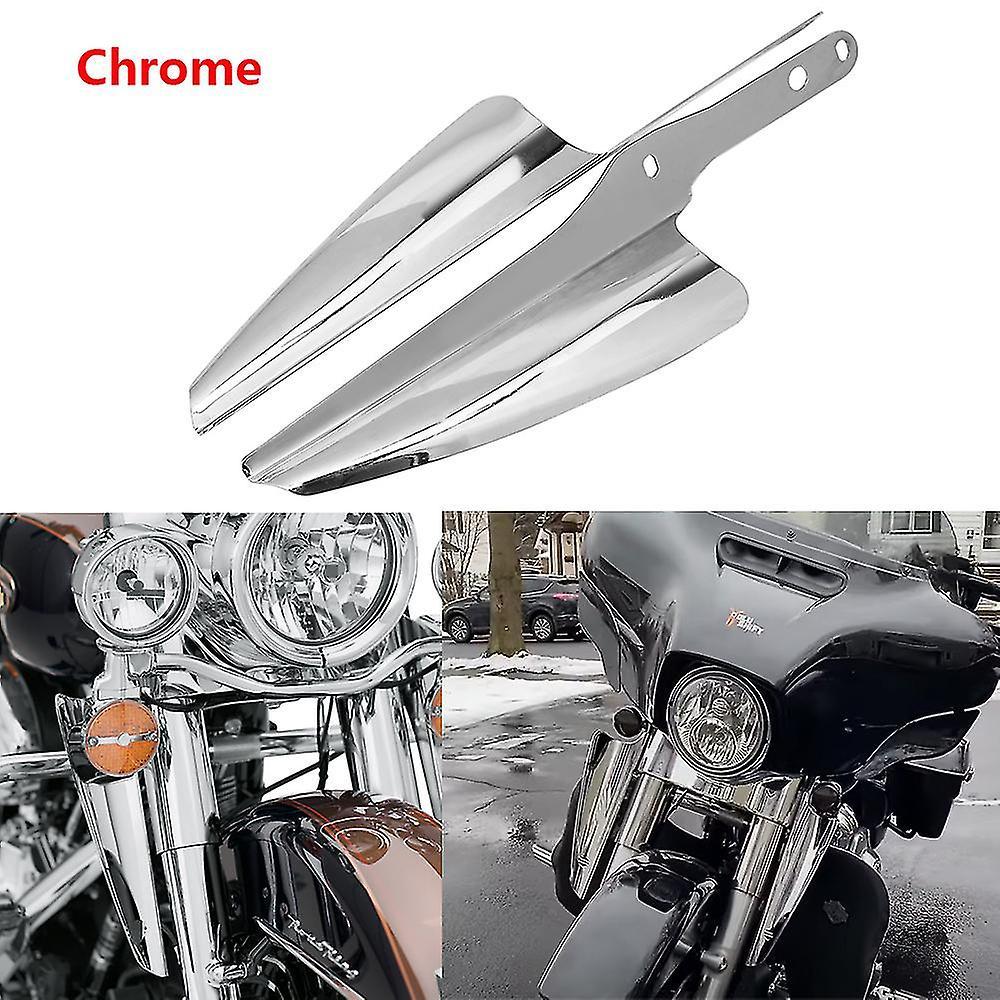 Motor Motorcycle Chrome Front Fork Mount Wind Deflectors Windscreen Fairing For Harley Touring Road King Street Glide Cvo 1995-2021 19