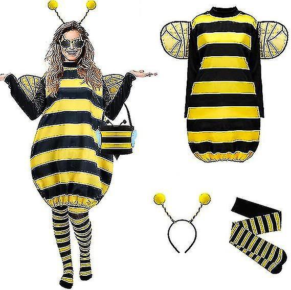 Bee Costume Kit Halloween Bee Cosplay Costume Women Bee Costume Accessories black/yellow XL