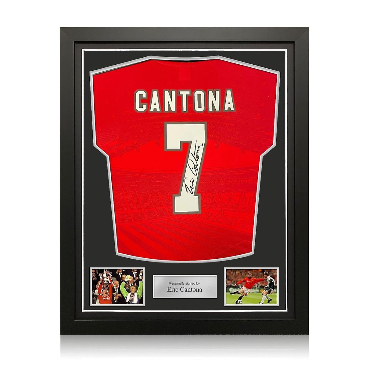 Exclusive Memorabilia Eric Cantona Signed Manchester United 1996 Home Football Shirt. Standard Frame