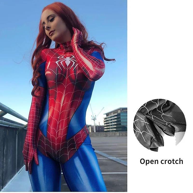 Renekton Spiderman Cosplay Woman Sexy Zentai Suit Spandex Bodysuit Superhero Zentai Costume Halloween Carnival Party Fancy Dress Jumpsuit D open cr...