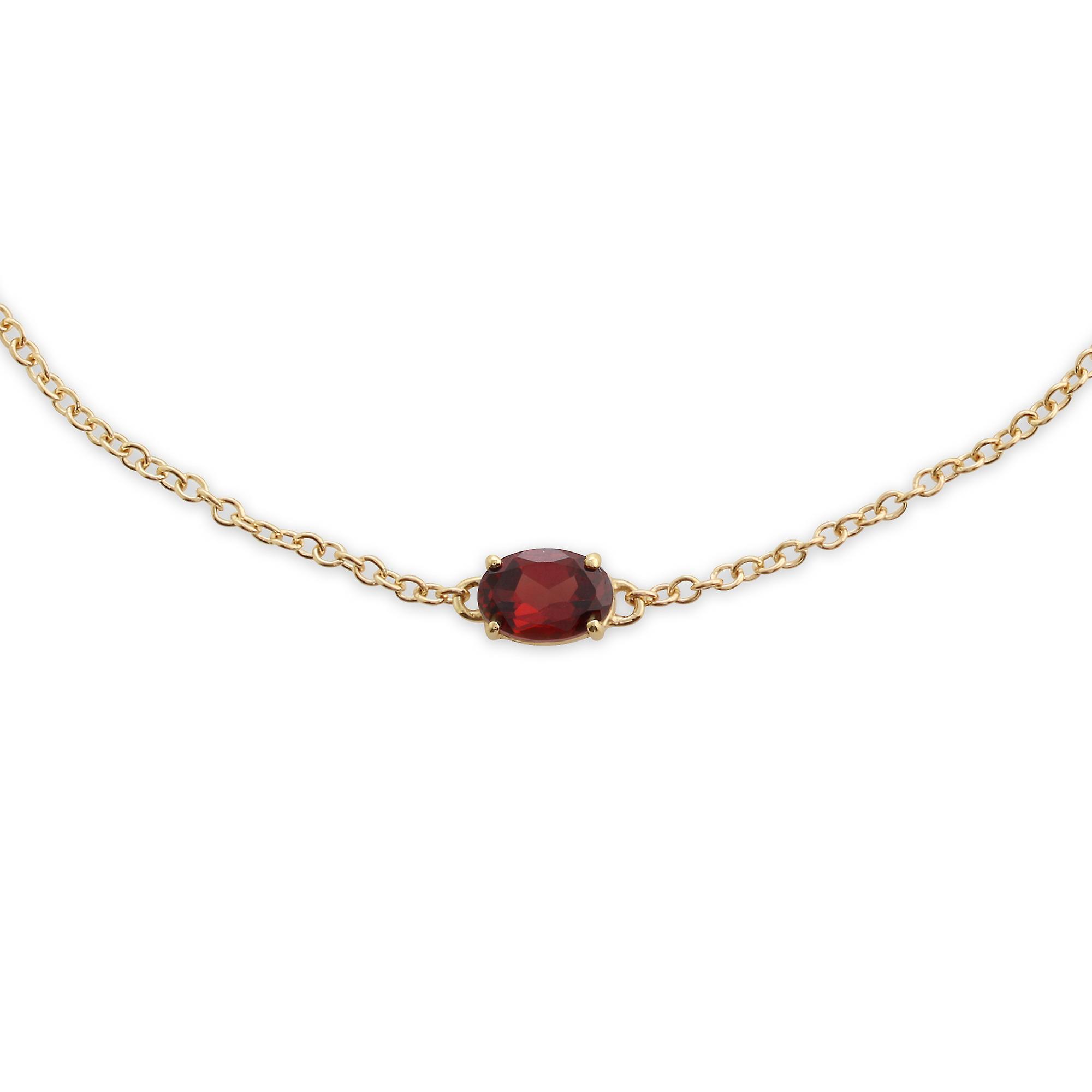 Gemondo Classic Oval Garnet Single Stone Bracelet in 9ct Yellow Gold 135L0220079 Red One Size