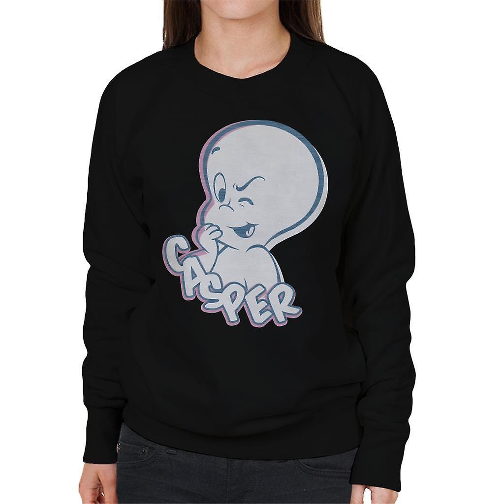 Casper The Friendly Ghost Winking Face Women's Sweatshirt Black Large