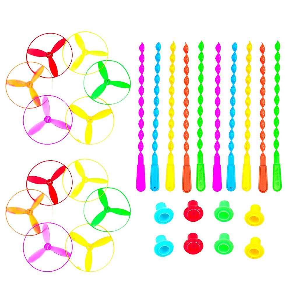 Tinksky 10pcs Flying Disc Toys Kids Flying Disc Playthings Pull String Flying Saucers Random Color 24x13cm